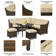Load image into Gallery viewer, 6 Pcs Patio Rattan Dining Sofa Funiture Set

