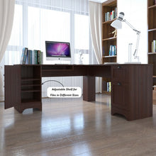 Load image into Gallery viewer, 66&quot; �66&quot; L-shaped Corner Computer Desk with Drawers-Coffee
