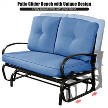 Load image into Gallery viewer, Outdoor Patio Cushioned Rocking Bench Loveseat-Blue
