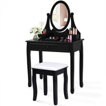 Load image into Gallery viewer, Vanity Wooden Makeup Dressing Table Stool Set -Black
