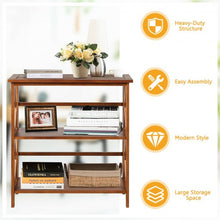 Load image into Gallery viewer, 3-Tier Wooden Open Shelf Bookcase with X-Design-Natural

