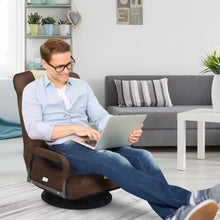 Load image into Gallery viewer, 360-Degree Swivel Gaming Floor Chair with Foldable Adjustable Backrest-Brown
