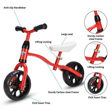 Load image into Gallery viewer, Adjustable No-Pedal Children Kids Balance Bike-Red

