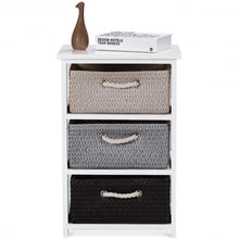 Load image into Gallery viewer, Wooden Storage End Nightstand  with Weaving Baskets-3-Tier
