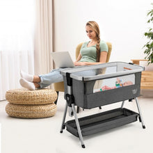 Load image into Gallery viewer, Baby Bed Side Crib Portable Adjustable Infant Travel Sleeper Bassinet-Dark Gray
