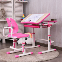 Load image into Gallery viewer, Height Adjustable Kids Study Desk and Chair Set-Pink
