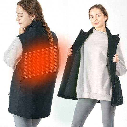 Men' & Women' Electric USB Heated  Sleeveless Vest-Black-XL