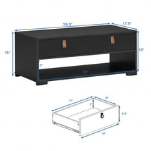 Load image into Gallery viewer, Wood Cocktail Coffee Table with 2 Drawers and Open Storage Shelf-Black
