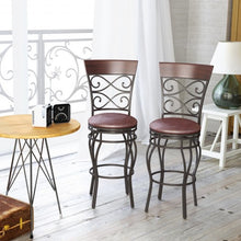 Load image into Gallery viewer, 360 Degree Swivel Bar Stools Set of 2 with Leather Padded Seat
