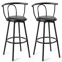 Load image into Gallery viewer, Set of 2 Swivel Seat Metal Frame Bar Stools with Footrest
