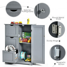 Load image into Gallery viewer, Bathroom Floor Cabinet Side Storage Cabinet with 3 Drawers and 1 Cupboard-Gray
