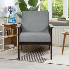 Load image into Gallery viewer, Solid Rubber Wood Fabric Accent Armchair-Gray

