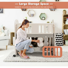 Load image into Gallery viewer, 6-in-1 Baby Bed Crib w/2&quot; Mattress &amp; Space Storage Convertible Toddler Playard
