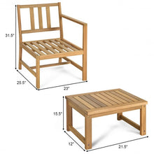 Load image into Gallery viewer, 3 PCS Solid Wood  Patio Table Chairs Set

