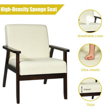 Load image into Gallery viewer, Solid Rubber Wood Fabric Accent Armchair-Beige
