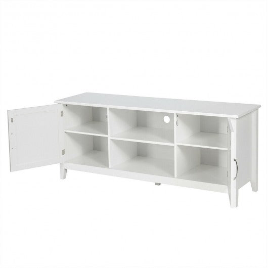 Entertainment Media TV Stand with Storage Cabinets-White