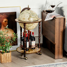 Load image into Gallery viewer, 17&quot; Italian Style Wooden Globe Liquor Bottle Wine Rack
