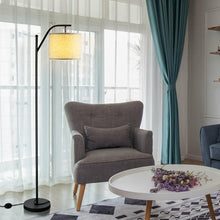 Load image into Gallery viewer, Standing Arc Modern Floor Lamp W/ Fabric Hanging Lamp
