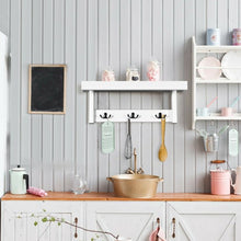 Load image into Gallery viewer, Entryway Hanging Wood Coat Rack with 3 Double Hooks-White
