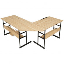 Load image into Gallery viewer, L-Shaped Computer Desk with Tiltable Tabletop-Natural
