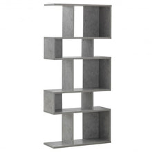 Load image into Gallery viewer, 5 Cubes Ladder Shelf Corner Bookshelf Display Rack Bookcase-Gray

