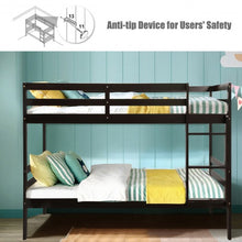 Load image into Gallery viewer, Twin Bunk Bed Children Wooden Bunk Beds Solid Hardwood-Coffee
