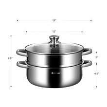 Load image into Gallery viewer, 9.5 QT 2 Tier Stainless Steel Steamer Cookware Boiler
