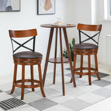 Load image into Gallery viewer, Set of 2 Bar Stools 360-Degree Swivel Dining Bar Chairs with Rubber Wood Legs-25 inch
