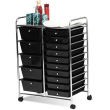 Load image into Gallery viewer, 15-Drawer Utility Rolling Organizer Cart Multi-Use Storage-Black
