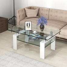 Load image into Gallery viewer, Rectangle Glass Coffee Table with Metal Legs for Living Room-White
