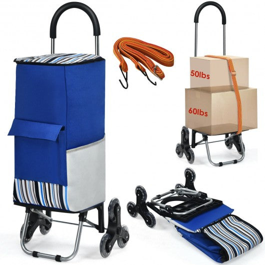 Removable Folding Shopping Cart with Bungee Cord-Blue