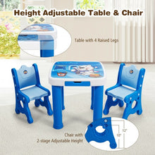 Load image into Gallery viewer, Adjustable Kids Activity Play Table and 2 Chairs Set withStorage Drawer-Blue
