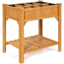 Load image into Gallery viewer, 8 Grids Wood Elevated Garden  Planter Box Kit with Liner &amp; Shelf
