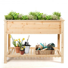 Load image into Gallery viewer, Elevated Wood Planter Box Stand with Storage Shelf
