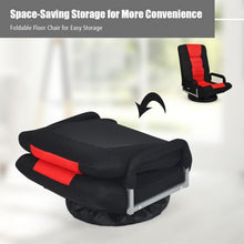 Load image into Gallery viewer, 360-Degree Swivel Gaming Floor Chair with Foldable Adjustable Backrest-Red
