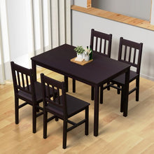 Load image into Gallery viewer, 5 pcs Wood Dining 4 Chairs &amp; Table Set-Black
