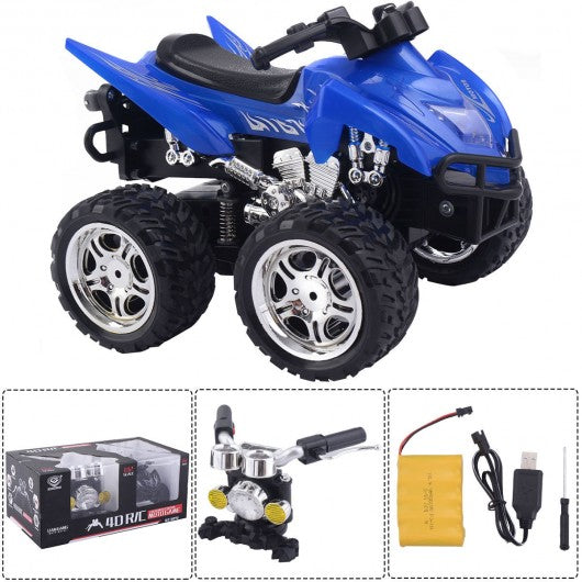 1/12 Scale 2.4G 4D R/C Simulation ATV Remote Control Motorcycle Kids Car Toys-Blue