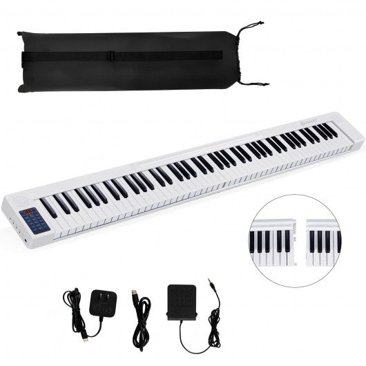 2 in 1 Attachable Digital Piano Keyboard 88/44 Touch sensitive Key w/ MIDI-White