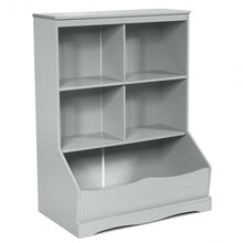 Load image into Gallery viewer, 3-Tier Children&#39;s Multi-Functional Bookcase Toy Storage Bin Floor Cabinet-Gray
