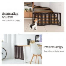Load image into Gallery viewer, 24&quot; Folding Wooden Freestanding Dog Gate w/360° Flexible Hinge for Pet-Espresso
