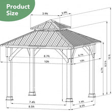 Load image into Gallery viewer, 10&#39; x 10&#39; Patio Hardtop Gazebo with Double Steel Roof for Outdoor-Gray
