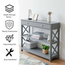 Load image into Gallery viewer, Console Table 3-Tier with Drawer and Storage Shelves-Gray
