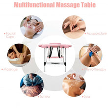 Load image into Gallery viewer, 84&#39;&#39; L Portable Adjustable Massage Bed with Carry Case for Facial Salon Spa -Pink
