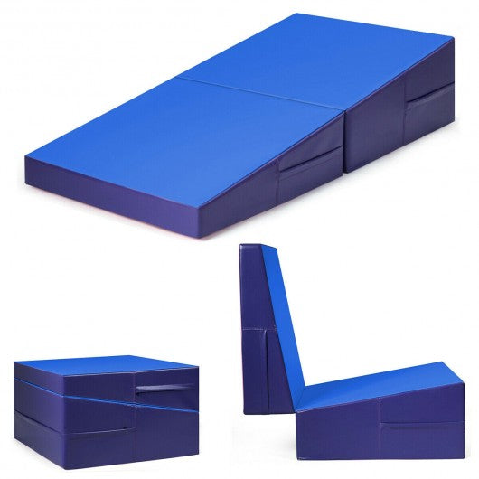 Folding Incline Tumbling Wedge Gymnastics Exercise Mat-Blue