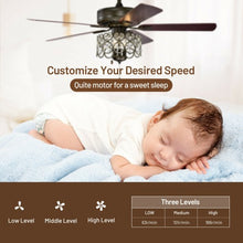 Load image into Gallery viewer, 52&quot; Ceiling Fan with Light Retro Crystal Chandelier Ceiling Fan 5 Reversible Fan

