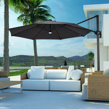 Load image into Gallery viewer, 10 Ft Patio Offset Cantilever Umbrella with Solar Lights-Gray
