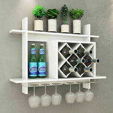 Load image into Gallery viewer, Wall Mount Wine Rack w/ Glass Holder &amp; Storage Shelf
