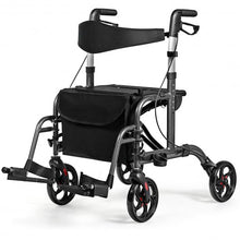 Load image into Gallery viewer, Aluminum Adjustable Folding Handle Medical Walker Rollator-Black
