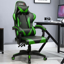 Load image into Gallery viewer, Gaming Chair Reclining Swivel with Massage Lumbar Support -Green
