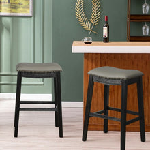Load image into Gallery viewer, 29" Set of 2 Saddle Nailhead Kitchen Counter-Black Chair
